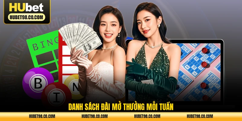 Danh sách đài mở thưởng mỗi tuần